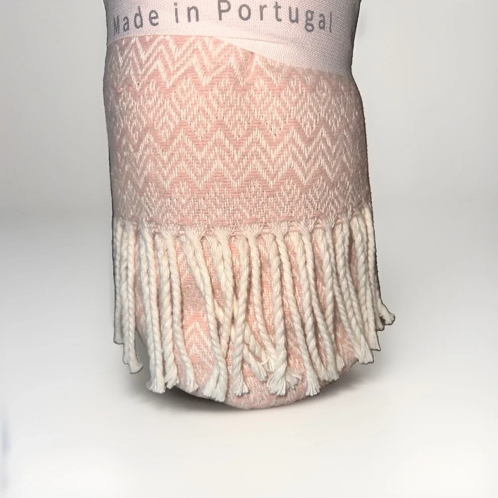 Docofil Pink & White Reversible Throw Blanket Made in Portugal 51